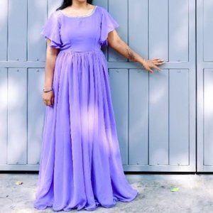 Bridesmaid dress, L size and Lavender color with white pearls stitched.